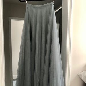 Jenny Yoo Maxi Skirt in Dusty Blue Gray Tulle